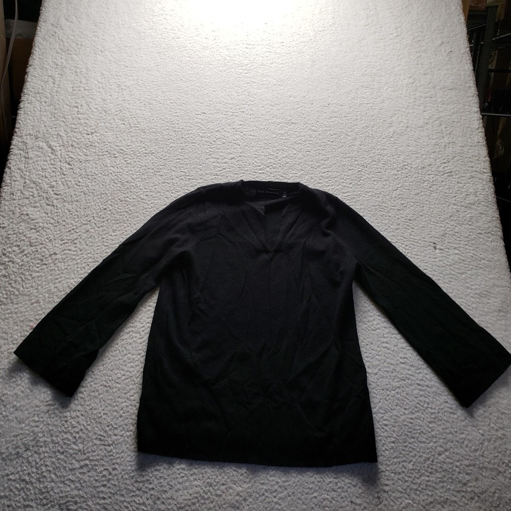 525 America Sweater Womens XS Black V Neck Long Sleeve Cashmere Knit Pullover